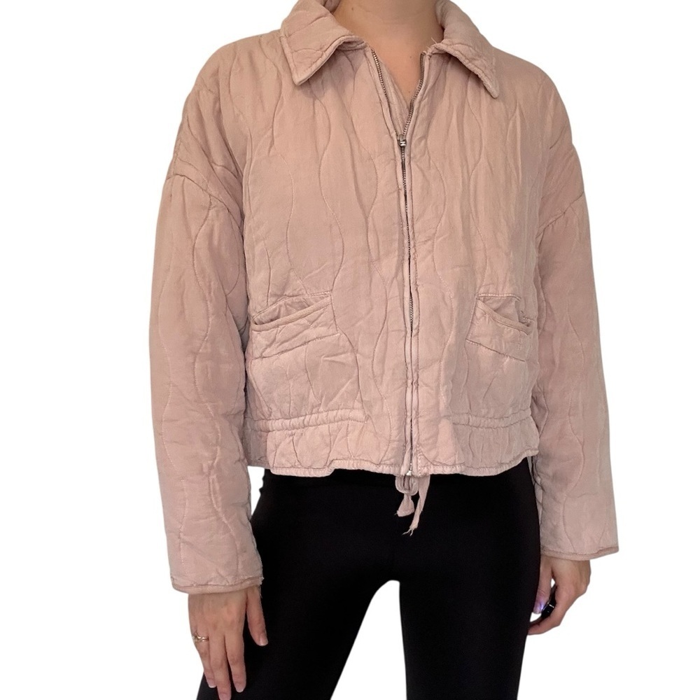 Blank NYC Quilted Jacket Pink Puffer Zip Up Fall Casual Feminine Size Small